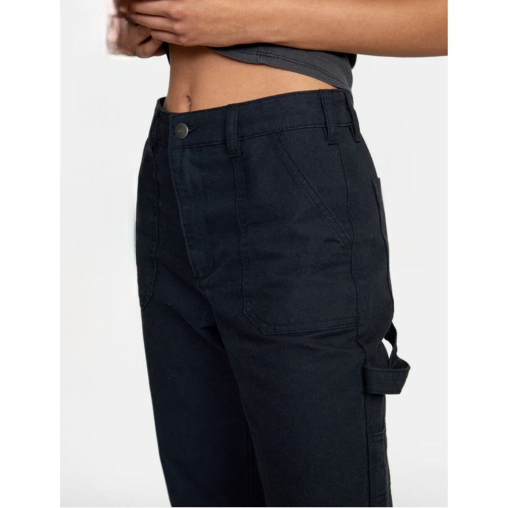 WOMEN'S RVCA BLACK RECESSION CARPENTER PANT SIZE 27 NWOT - Picture 3 of 13
